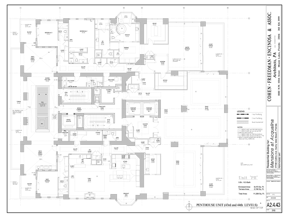 Unit 43. Palazzo Mansions Floorplan. The Mansions at Acqualina.